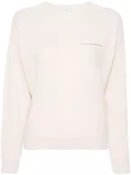 Peserico свитер с бисером, нейтральный цвет