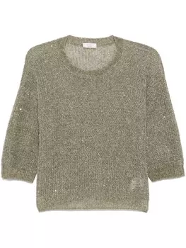 Peserico свитер с пайетками, зеленый