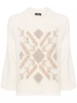 Peserico свитер с вышивкой, нейтральный цвет