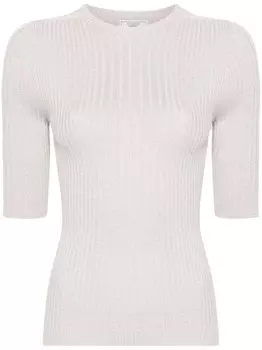Peserico свитер в рубчик с короткими рукавами, нейтральный цвет