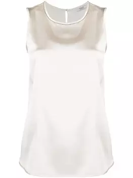 Peserico топ без рукавов с эффектом металлик, белый
