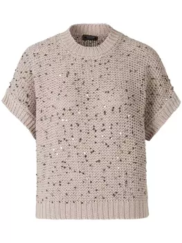 Peserico топ из джерси с пайетками, нейтральный цвет