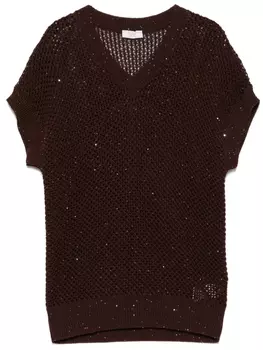Peserico топ с пайетками, коричневый