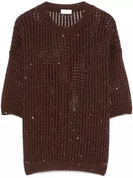 Peserico топ с пайетками, коричневый