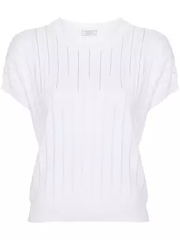 Peserico топ в тонкую полоску с бисером, белый