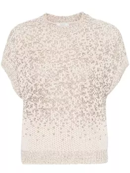 Peserico трикотажный топ с пайетками, коричневый