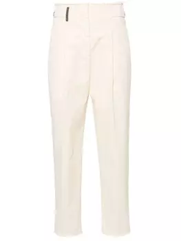 Peserico укороченные брюки с бахромой, нейтральный цвет