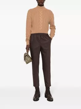 Peserico укороченные брюки со складками, коричневый