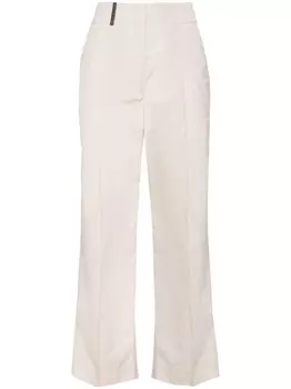 Peserico укороченные брюки со складками, нейтральный цвет