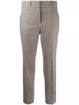 Peserico укороченные брюки в полоску, нейтральный цвет