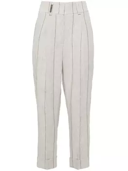 Peserico укороченные брюки в тонкую полоску, серый