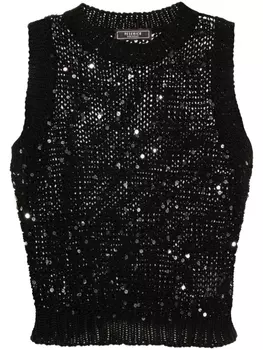 Peserico укороченный топ с пайетками, черный