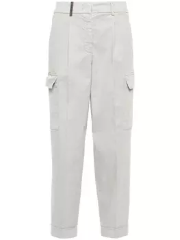 Peserico зауженные брюки карго со складками, серый