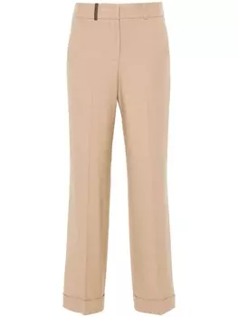 Peserico зауженные брюки со складками, нейтральный цвет