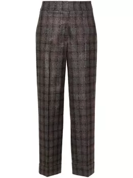 Peserico зауженные брюки в клетку, коричневый