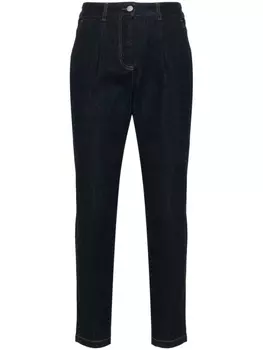 Peserico зауженные джинсы с нашивкой-логотипом, синий