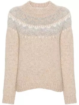 Peserico жаккардовый свитер, коричневый