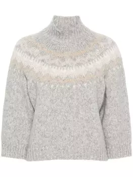 Peserico жаккардовый свитер с высоким воротником, серый