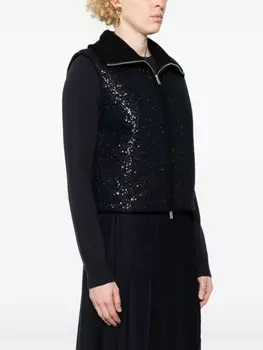 Peserico жилет на молнии с пайетками, синий
