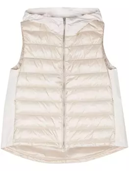 Peserico жилет с капюшоном и декором Monili, нейтральный цвет