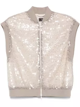 Peserico жилет с пайетками, коричневый