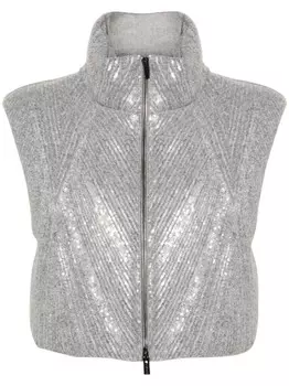 Peserico жилет с пайетками, серый