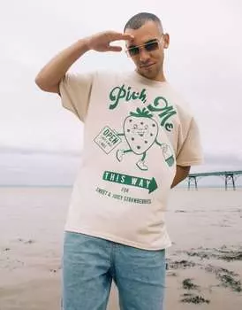 Песочная футболка унисекс с рисунком клубники и клубники Batch1