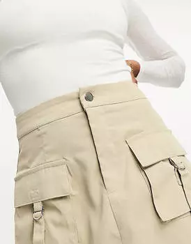 Песочная мини-юбка в стиле милитари Threabdare Petite