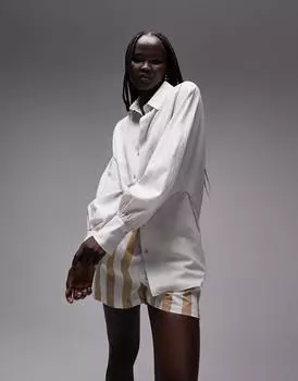 Песочная рубашка из марли со скошенными проймами Topshop