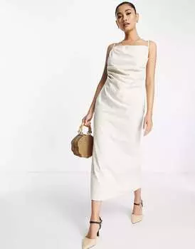 Песочное платье средней длины со сборками Pretty Lavish Keisha