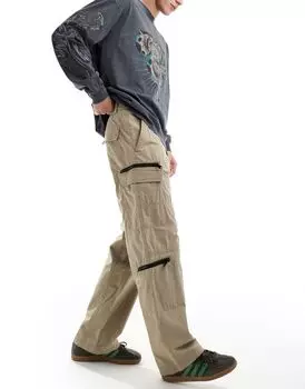 Песочные брюки в спецодежде на молнии Weekday Magic