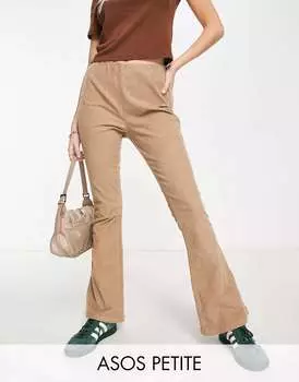 Песочные расклешенные вельветовые брюки ASOS Petite