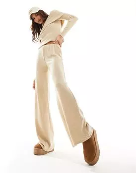 Песочные широкие брюки в рубчик ASOS