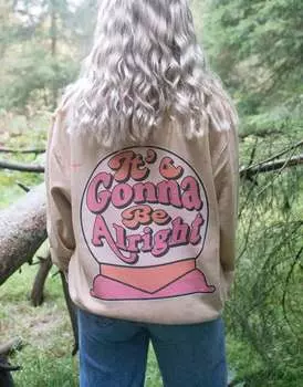 Песочный свитшот унисекс с графическим рисунком «Все будет хорошо» Batch1