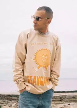 Песочный свитшот унисекс с рисунком солнца для отдыха и отдыха Batch1