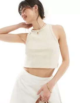 Песочный жилет с воротником-борцовкой в рубчик Vero Moda