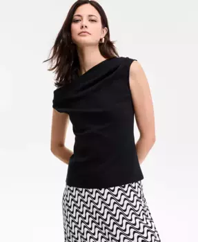 Пет-топ из хлопка с принтом на бретелях I.N.C. International Concepts, черный