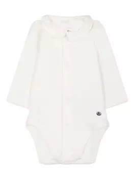 Petit Bateau боди с воротником и длинными рукавами, белый