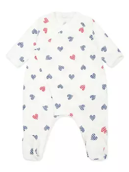 Petit Bateau комбинезон для новорожденного с принтом, белый