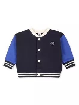 Petit Bateau куртка-бомбер с вышитым логотипом, синий