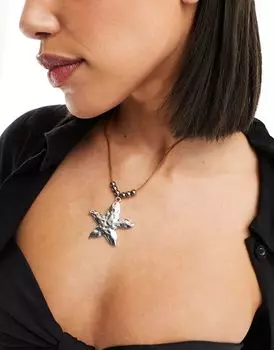 Petit Moments - колье из бисера и серебряная подвеска в виде морской звезды
