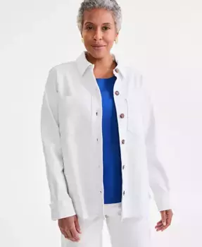 Петит шагреная рубашка-жакет на пуговицах с длинным рукавом Style & Co, коричневый/бежевый