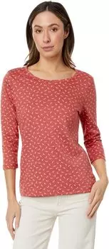 Petite Pima Хлопковая подвеска с украшением, рукав 3/4, принт L.L.Bean, цвет Sienna Brick Ditsy Floral