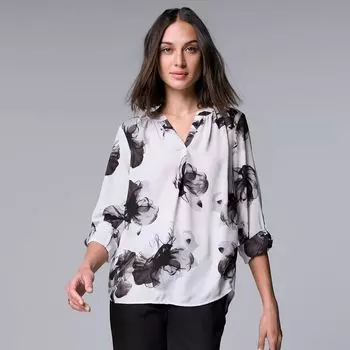 Petite Simply Vera Vera Wang Топ-поповер с ролл-табами Simply Vera Vera Wang