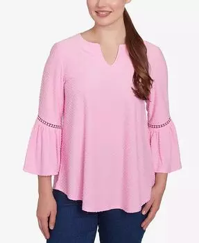 Petite Swiss Dot Однотонный топ с воланами на рукавах Ruby Rd., розовый