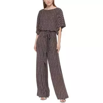 Petites женский трикотажный комбинезон в блестящую полоску Jessica Howard, черный/розовый