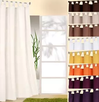 Петлевая гардина heimtexland с лентой с рюшами, непрозрачная гардина, декоративная гардина, однотонная, тип 117, натуральная, высота 245 см x ширина 140 см