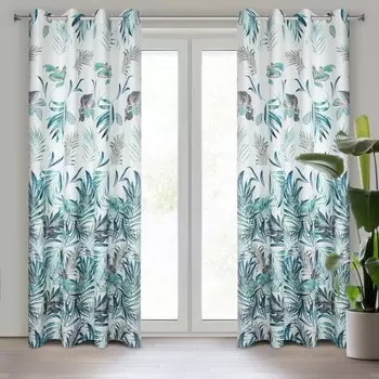 Петлевая гардина heimtexland с лентой с рюшами, непрозрачная гардина, декоративная гардина, однотонная, тип 117, елово-зеленый, высота 175 см x ширина 140 см Eurofirany, темно-синий