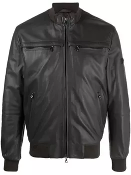 Peuterey байкерская куртка с нашивкой-логотипом, коричневый