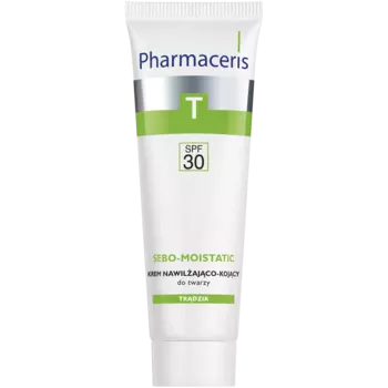 Pharmaceris T Sebo-Moistatic увлажняющий и успокаивающий крем SPF30 для лица во время и после процедур против угревой сыпи, 50 мл